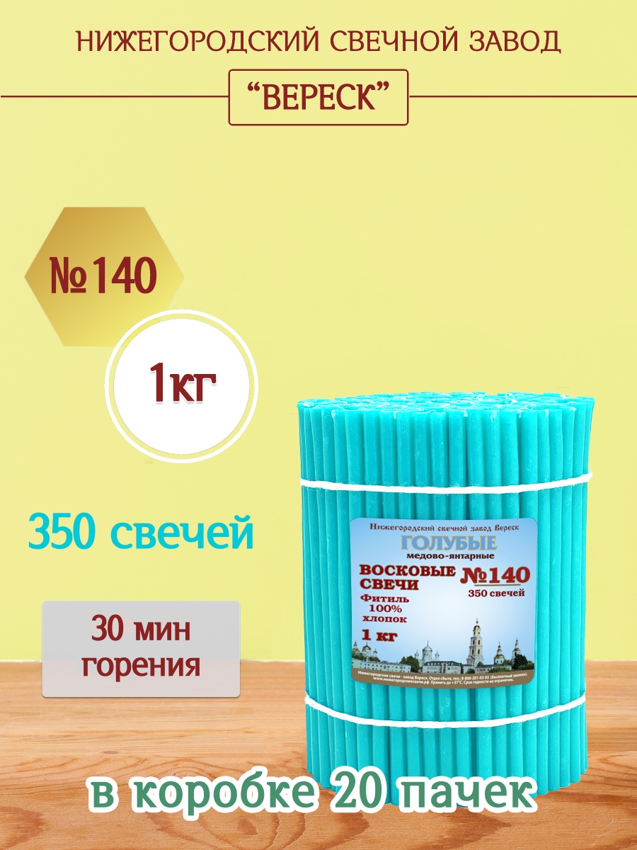 Восковые свечи ГОЛУБЫЕ пачка 1 кг № 140