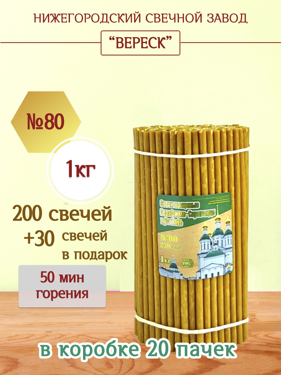 Свечи из Серафимо-Саровской пустыни пачка 1 кг № 80